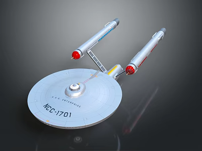 Star Trek Style Spaceship Model With Circular Hull Two Engines NCC-1701 3d model
