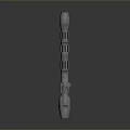 3D Render Long Pole Weapon With Metal Construction Hollow Sections Grip Handle And Blue Accent