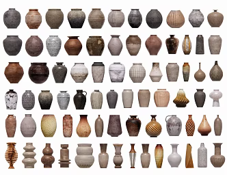 Chinese Style Pottery Pottery Basin Ceramic Bottle Mud Pottery Pot Crock Water Pot Utensils Ornaments Gardening Sticks Courtyard Sticks 3d model