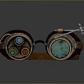 Steampunk Inspired Jewelry Goggles With Metallic Frames Leather Straps And Colored Lenses