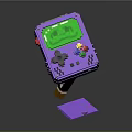 Pixel Style Purple Handheld Game Console With Green Screen And Colorful Buttons