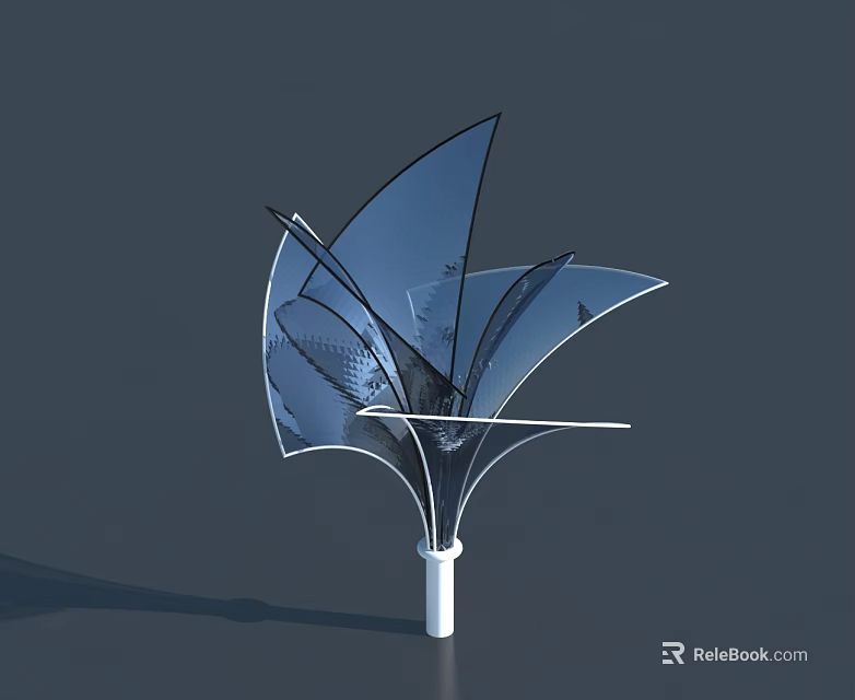 Modern Transparent Glass Swing Door With Artistic Petal Like Folding Structure Design 3d model 