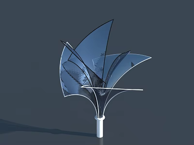 Modern Transparent Glass Swing Door With Artistic Petal Like Folding Structure Design 3d model