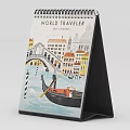 World Traveler 2024 Monthly Calendar With Venice Gondola Bridge And Building Illustrations