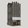 Multi Storey Commercial Complex Exterior With Vintage Gray Facade And Window Design