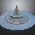 Decorative Fountain With Circular Design And Multi tiered Base On Stone Pavement
