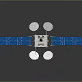 Satellite Model With Blue Solar Panels White Antenna Dishes And Main Body Design