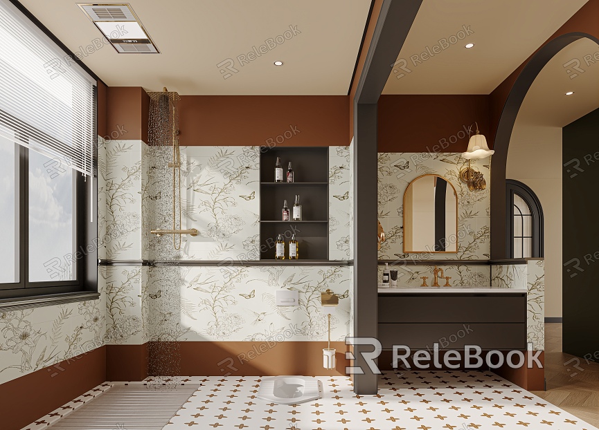 French Retro Toilet Tiles model