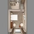 Modern Hotel Room Interior With Beige Walls Bed TV Table And Chair