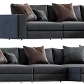 Modern Sectional Sofa With Gray Upholstery Brown Pillows And Comfortable Design 3d model