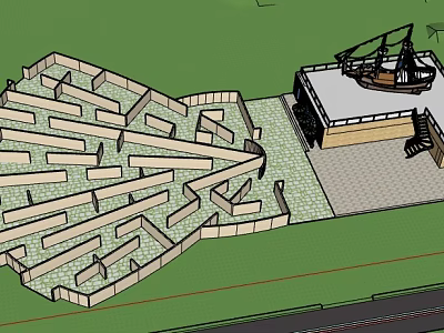 Detailed 3D Maze Structure With Crane And Building Layout Design 3d model