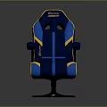 Blue And Yellow Gaming Chair With Ergonomic Design And Adjustable Armrests Base