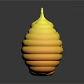 Two Yellow Spiral Stacked Sculptures With Reflective Bases On Dark Surface