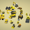 Engineering truck crane crane loader truck forklift cartoon car transporter 3d model