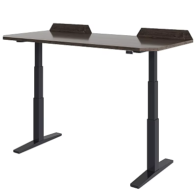 Ergonomic Adjustable Height Desk With Wooden Desktop And Black Metal Legs For Home Office 3d model