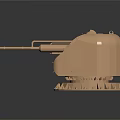 Golden Military Weapon Tank Turret Model With Detailed Gun Barrel And Base