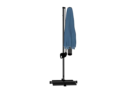 Freestanding Patio Umbrella With Blue Canopy And Black Frame For Outdoor Garden Use 3d model