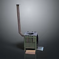 Vintage Cast Iron Wood Burning Stove With Tall Chimney And Firewood