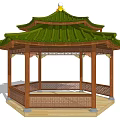 Chinese-style pavilion hexagonal-tip pavilion 3d model