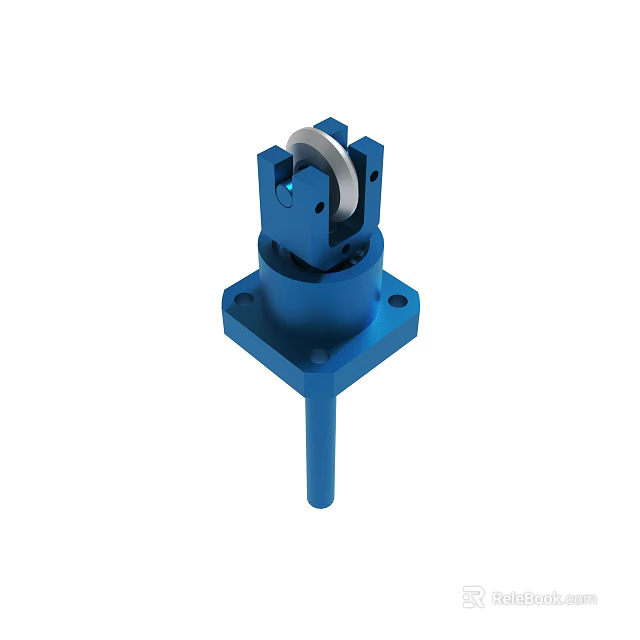 Blue Mechanical Component With Roller And Square Base Structure Design 3d model