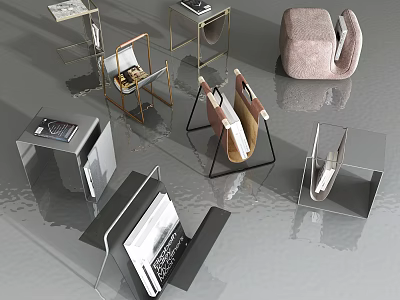 Stylish Modern Display Shelves With Metal Frames And Glass Panels For Showcasing Products 3d model