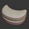 Modern Curved Cushions Stacked With Gray Fabric Red Stitching And Soft Texture For Home Decor