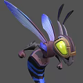 Winged Insect Creature Character Design With Colored Model And Wireframe 3D Render 3d model