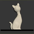 Decorative Furniture Accent With White Cat Figurine On Black Circular Base