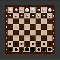 Wooden Chessboard with Black and White Chess Pieces Arranged on Checkerboard