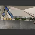 Cartoon Style Street Shop Featuring Blue Awning Vending Machine Green Plants And Yellow Striped Steps