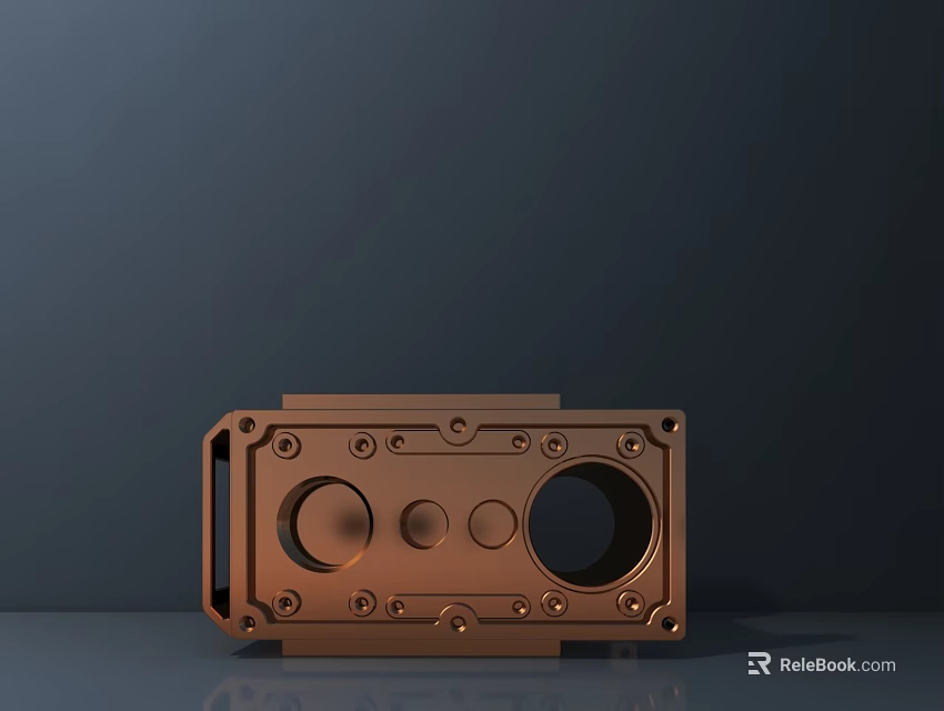 Copper Decorative Ornament Set With Industrial Metal Craft Circular Holes And Bolt Details 3d model 