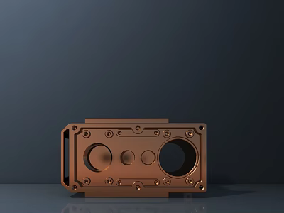 Copper Decorative Ornament Set With Industrial Metal Craft Circular Holes And Bolt Details 3d model