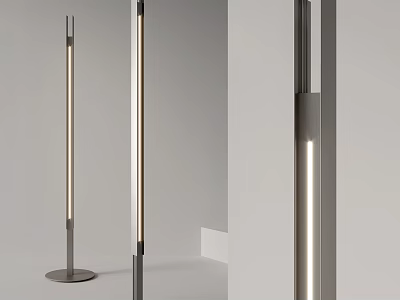 Modern Slim Design Floor Lamp With LED Lighting Metal Frame And Round Base 3d model