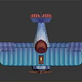 Blue Biplane Model With Vintage Design For Aerospace Collection And