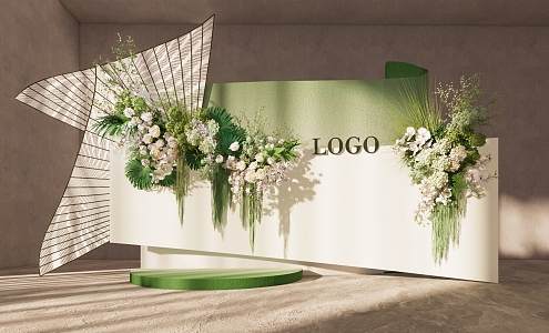 Modern Beauty White and Green Wedding 3d model