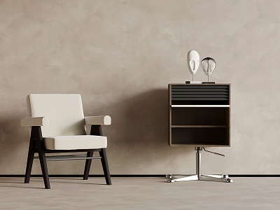 Antique Side Cabinet Casual Chair 3d model