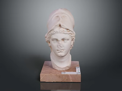 Brown Square Decorative Wooden Pedestal Furniture Displaying White Marble Statue 3d model
