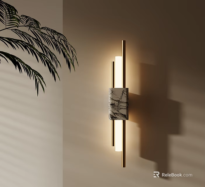 Modern Wall Lamp With Metal Frame Marble Accent And Soft Lighting For Home Decor 3d model 