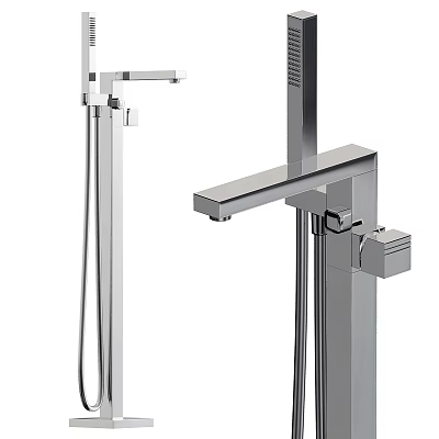 Contemporary Modern Chrome Bathroom Faucet with Handheld Shower and Single Handle Design 3d model