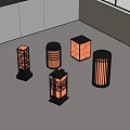 Outdoor Lights with Various Designs Black Base Hollowed Patterns Emitting Warm Light 3d model