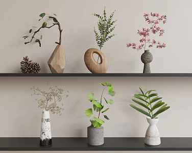 Modern Vase Flower Art 3d model