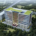 Aerial Planning Of Modern Multi Storey Building With Green Roof Glass Curtain Walls And Trees