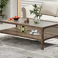 Wooden Coffee Table With Metal Frame Two Tier Design Fruits Green Plant In Living Room