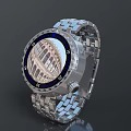 Stylish Stainless Steel Watch With Roman Colosseum Dial And Metal Band
