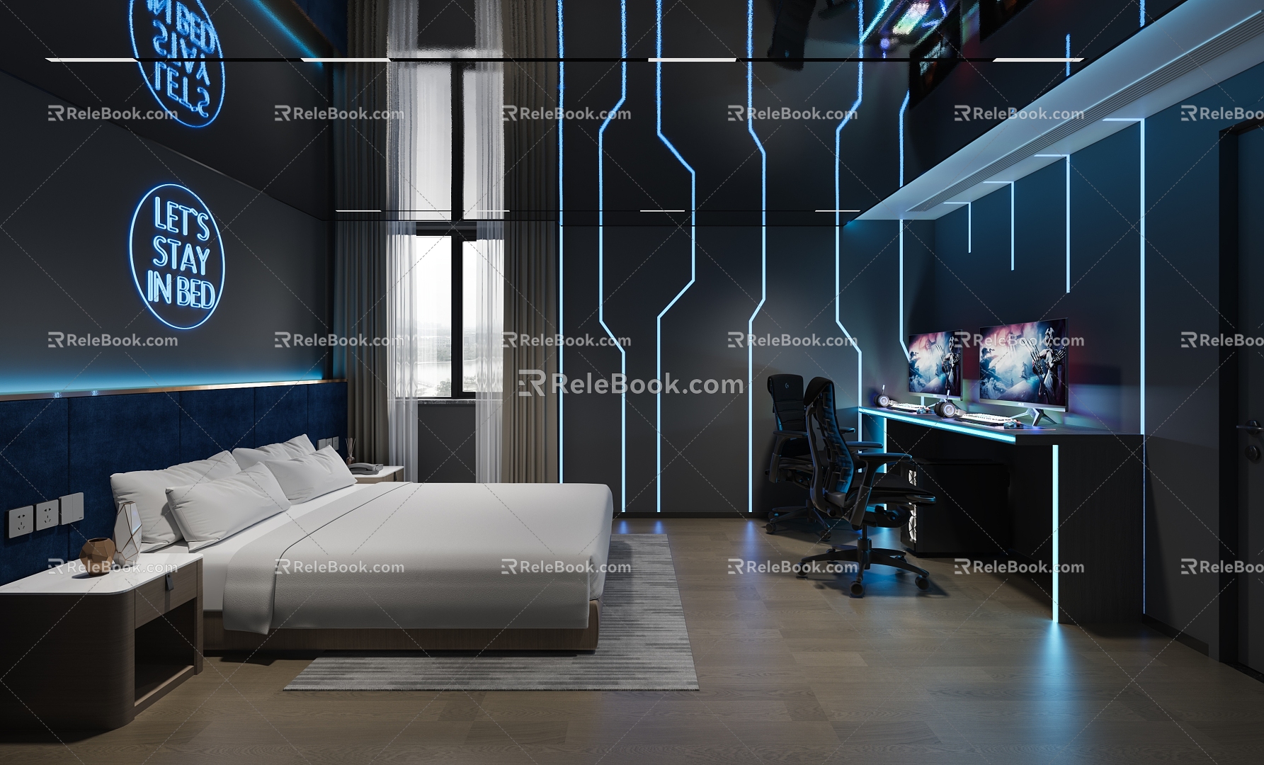 E-sports Hotel E-sports Room Hotel Room Game Theme Internet Cafe 3d model