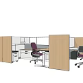 Modern Public Office Space Layout With Cubicles Desks Computers And Ergonomic Chairs 3d model