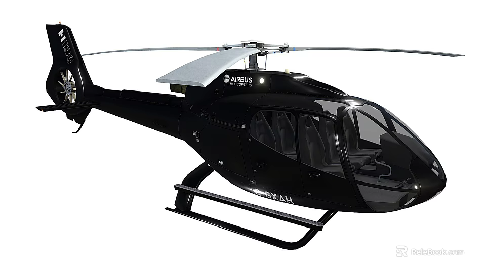 Airbus Black Modern Helicopter With Rotors Cabin And Streamlined Fuselage Design 3d model 