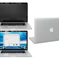 Silver Laptop Displaying Screen Keyboard And Back Logo In Multiple Angles Design 3d model