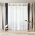 Modern Curtain Bay Window Curtain 3d model