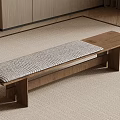 Modern Wooden Bench With Woven Cushion For Indoor Living Space